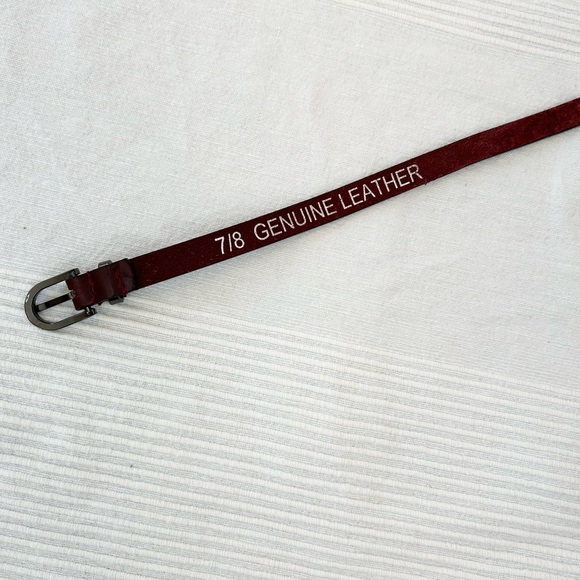 Red Leather Belt with Dark Silver Buckle - Picture 5 of 9